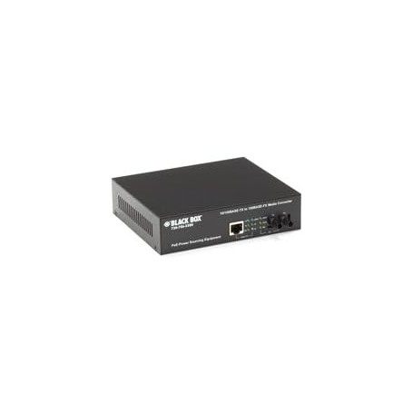 Black Box LPM601A PoE PSE Media Converter, 2 Ports, 100Base-FX, Fast Ethernet, Multi-mode Fiber