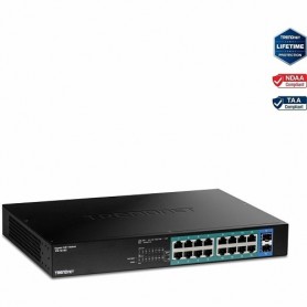 TRENDnet TPE-TG182 18-Port Gigabit PoE+ Switch, Rack-Mountable, 240W PoE Budget