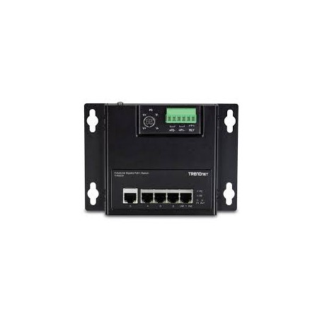 TRENDnet TI-PG50F 5-Port Industrial Gigabit PoE+ Wall-Mounted Front Access Switch