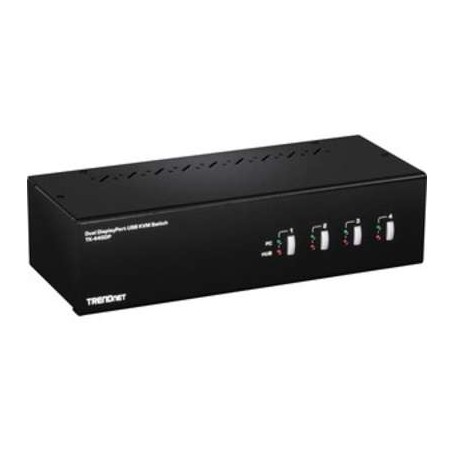 TRENDnet TK-440DP 4-Port Dual Monitor Display Port KVM Switch, 4K UHD, USB